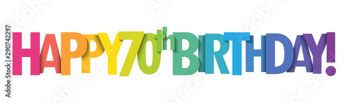 HAPPY 70th BIRTHDAY! rainbow typography banner