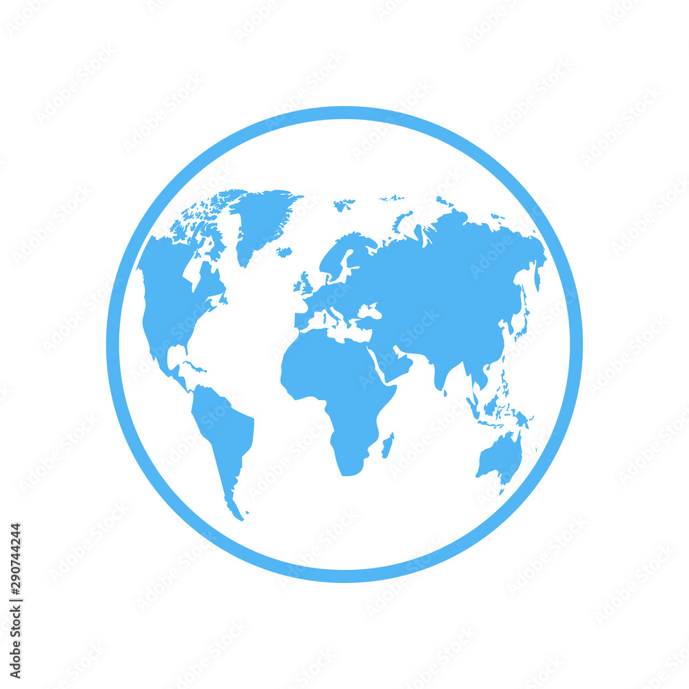 Earth globe isolated on white background. Flat planet icon. Vector illustration. Earth globe isolated on white background. Flat planet icon. Vector illustration.