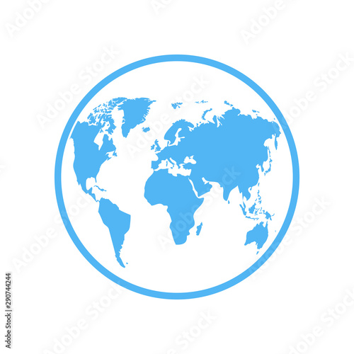 Earth globe isolated on white background. Flat planet icon. Vector illustration.