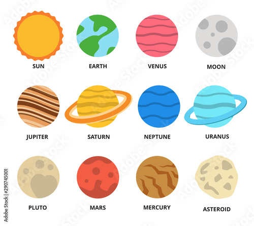 Colorful planets set. Vector illustration.