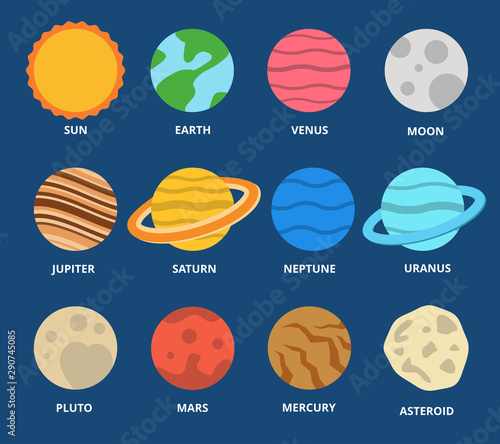Colorful planets set. Vector illustration.