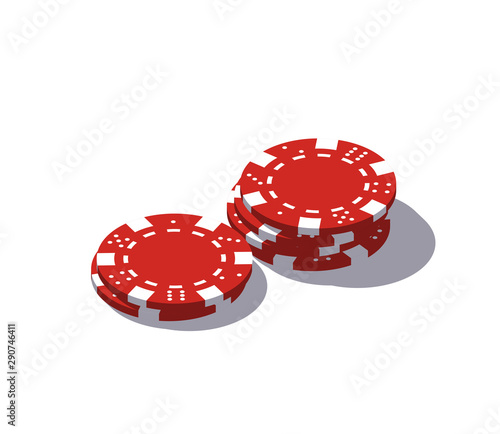 isometric illustration bet chips in Online casino mobile app. Banner with logo bet chips Online Casino isometric mobile app icon isolated on white background. Jackpot on the table icon isometry poster