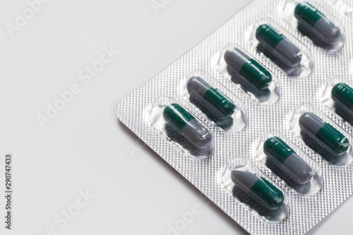 pharmaceuticals antibiotics pills medicine /colorful antibacterials pills on white background