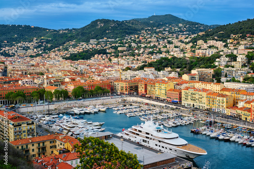 View of Old Port of Nice with yachts, France