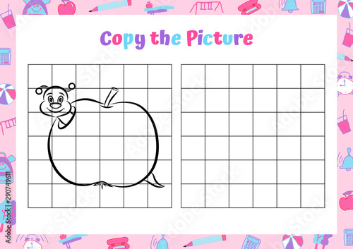 Copy the picture. Drawing activity for kids. Educational game for preschool children. Vector Illustration. 