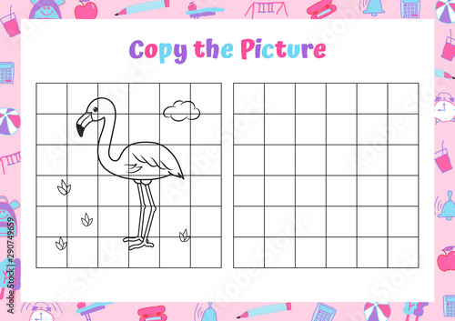 Copy the picture. Drawing activity for kids. Educational game for preschool children. Vector Illustration. 