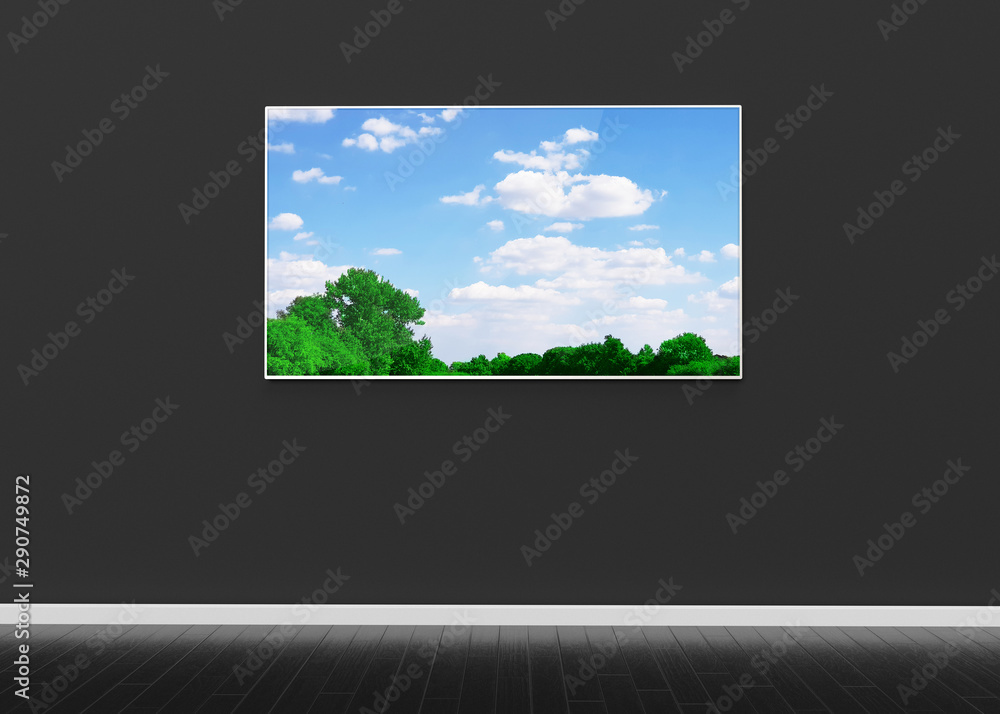 Naklejka premium Smart 4k TV Mock-Up In Living Room 3D Render