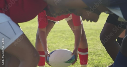 Young adult female rugby match photo