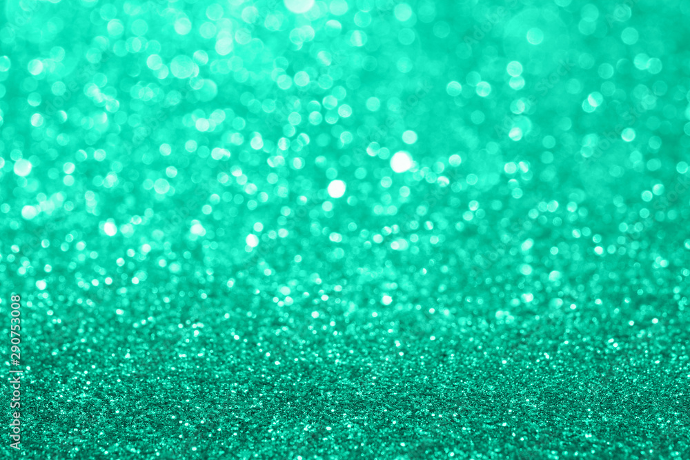 Abstract composition. Mint green glitter light background with beautiful  bokeh Stock Photo | Adobe Stock