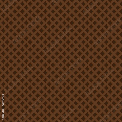 Seamless pattern of chocolate brown crispy waffles texture.