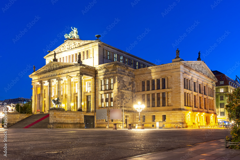 Concert Hall (Konzerthaus) on Gendarmenmarkt square at night, Berlin, Germany