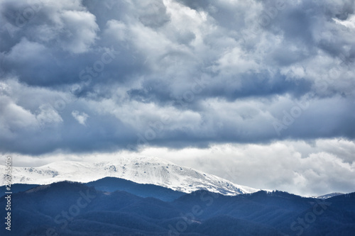 Mountain landscape with storm clouds, Tarcu mountains