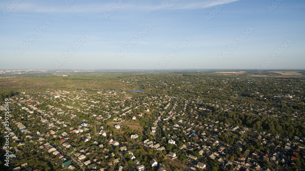 Obraz premium Green forest and many trees from a height.