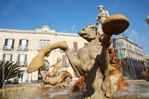 Horse from Diane fountain in Syracuse, Sicily photo