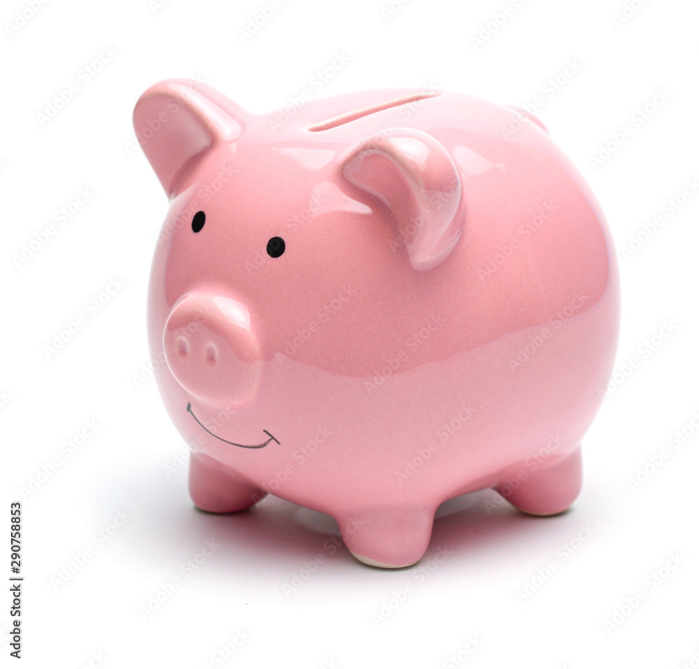 Pink piggy bank isolated on a white background Pink piggy bank isolated on a white background