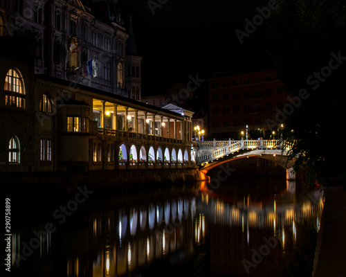 Night at historic city center.