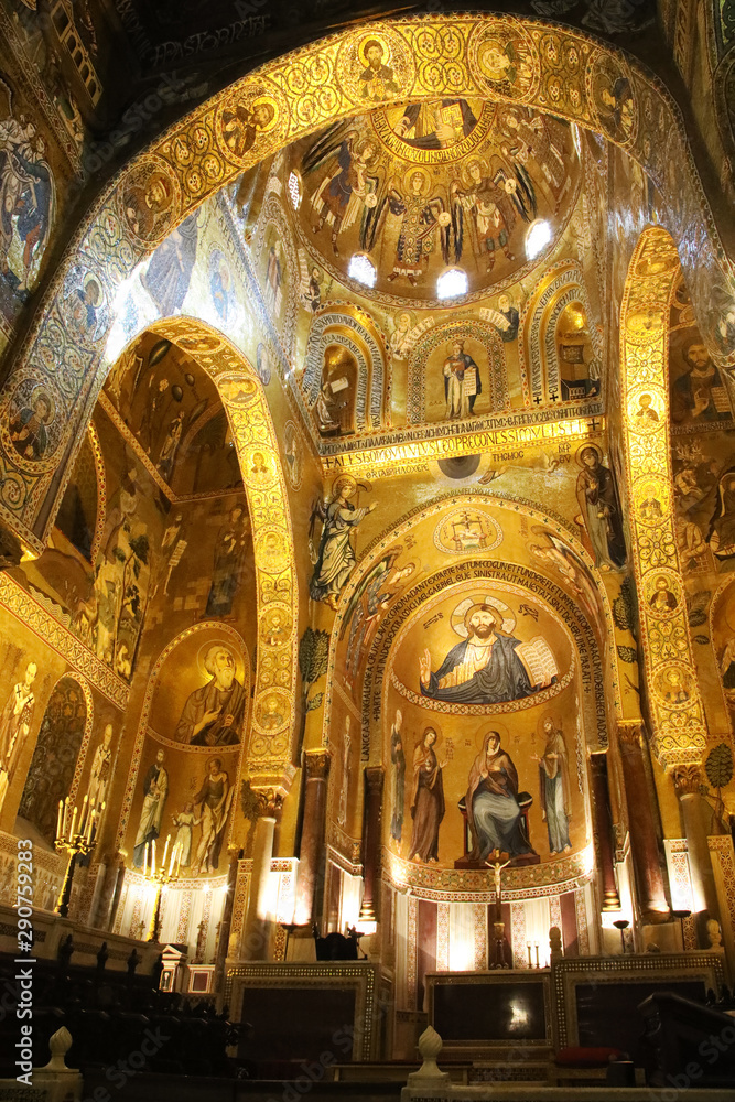 Richness and beauty of Palatine chapel in Palermo, vertical
