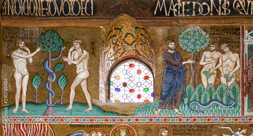 Canvas-taulu Adam and Eve in Palatine chapel of Palermo