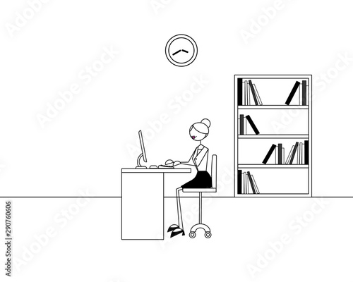 Woman working with her computer at work office