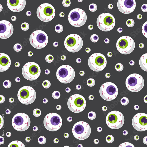 Halloween eyeball seamless pattern on black background. halloween pattern background. vector illustration