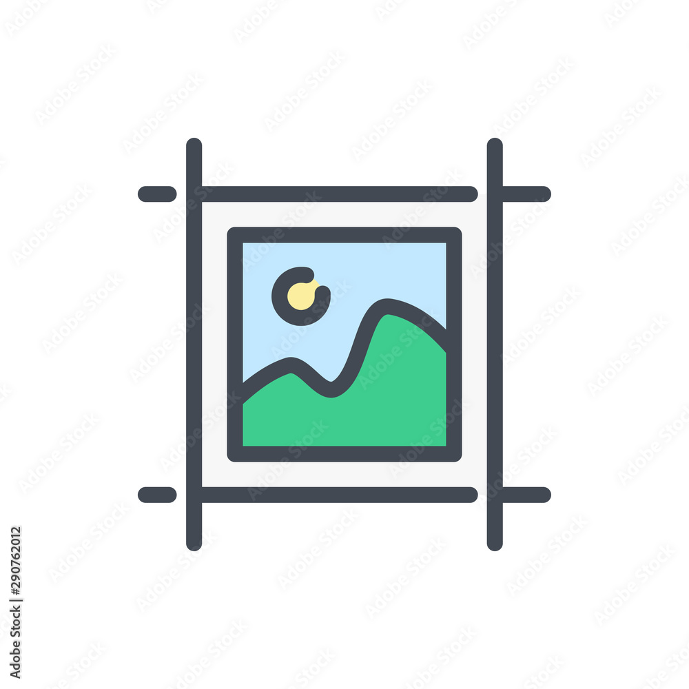 Fototapeta premium Photo frame color line icon. Image gallery vector outline colorful sign.