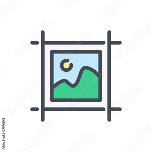 Photo frame color line icon. Image gallery vector outline colorful sign.