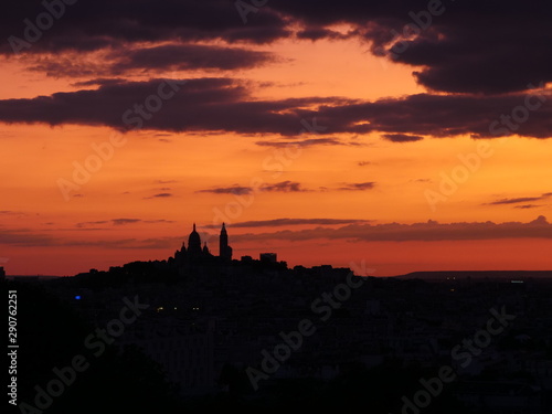 A sunset above Montmartre in Paris.
