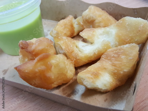 Deep-fried dough stick with pandon custard photo