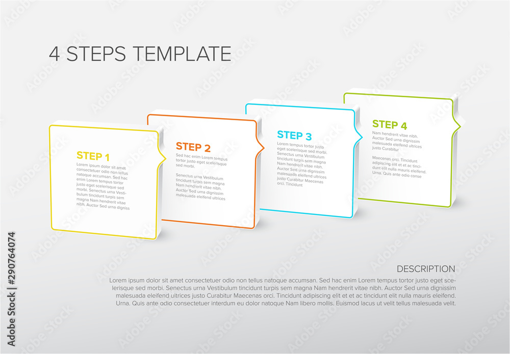 Fototapeta premium Four vector square blocks template for progress steps