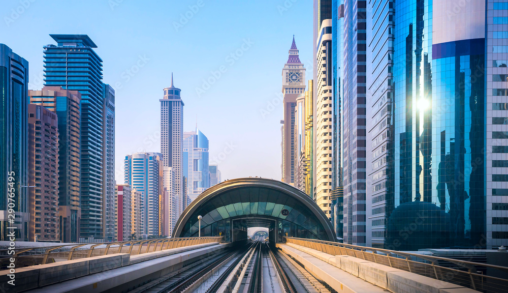 General view of Dubai Marina. Line of the city skyline. General view of Dubai Marina. Line of the city skyline.