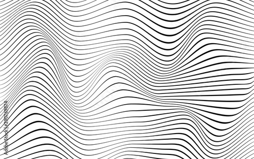 Black line wave curve concept abstract vector with white background