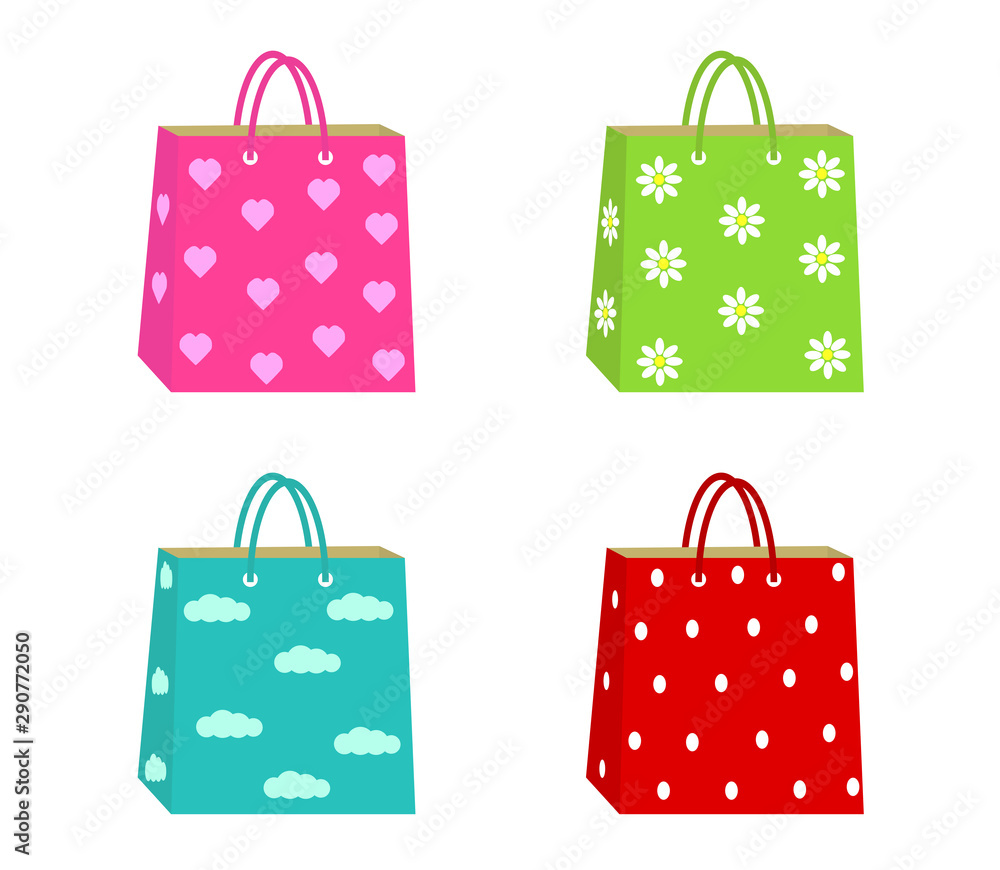 Beautiful shopping bags on a white background. Vector illustration. Beautiful shopping bags on a white background. Vector illustration.