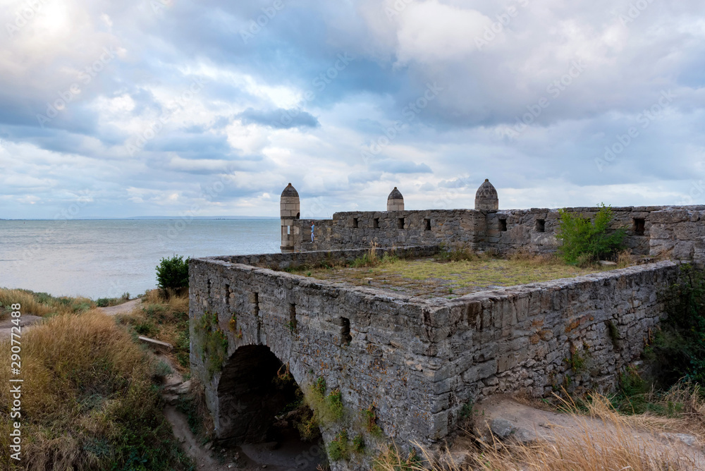 View of Yeni-Kale fortress on shore of Kerch Strait in Crimea