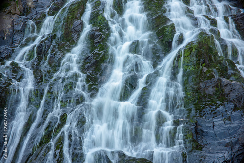 Water streams of Balea Cascada waterfall in Fagaras mountains, Romania