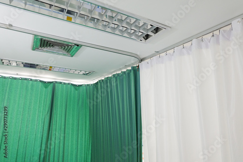 Curtains in the waiting room​ or​ emergency room​ at the hospital.