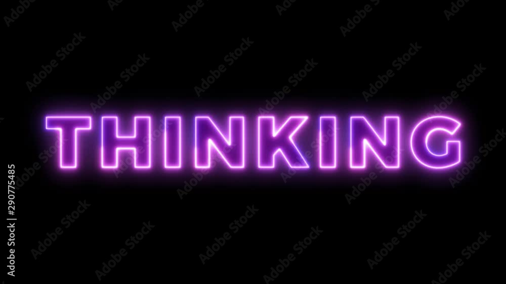 Neon light animation concept tex thinking. Flat animation of UI element available in 4K FullHD and HD video 2D render footage on black background. Neon light animation concept tex thinking. Flat animation of UI element available in 4K FullHD and HD video 2D render footage on black background.