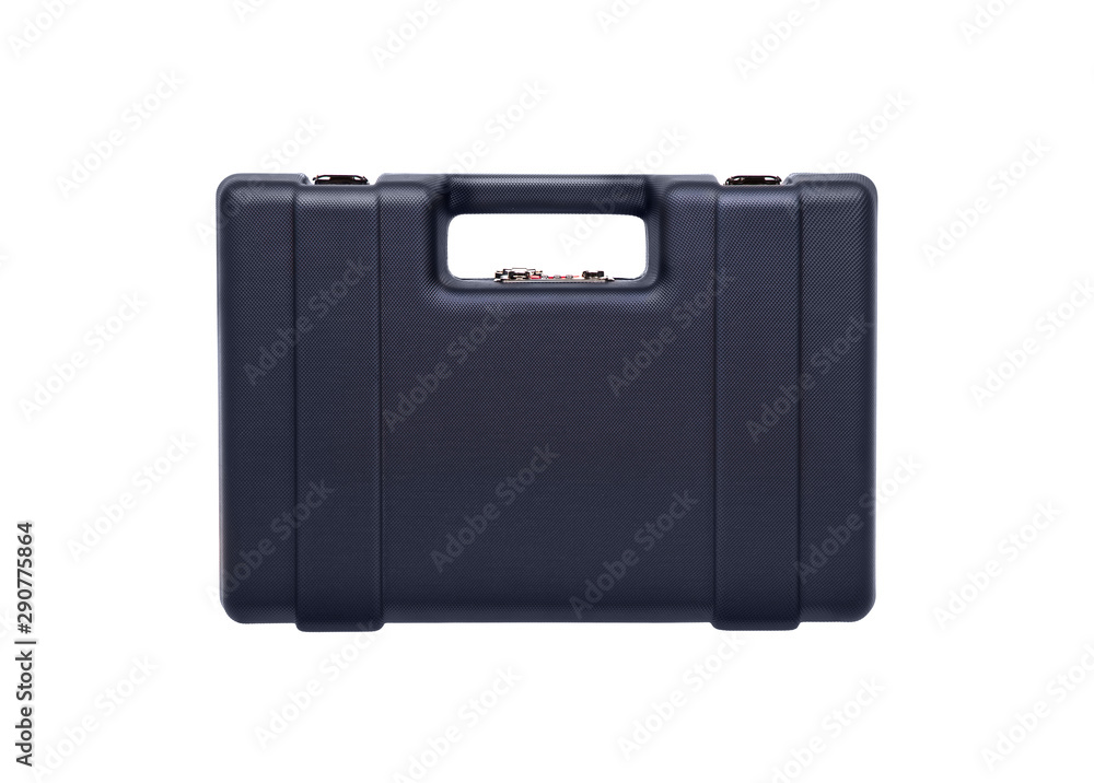 Blue plastic case with combination locks for weapons and ammunition isolate on a white background. Blue plastic case with combination locks for weapons and ammunition isolate on a white background.