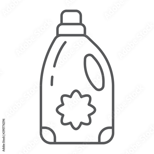 Fabric softener thin line icon, laundry and container, liquid detergent sign, vector graphics, a linear pattern on a white background.