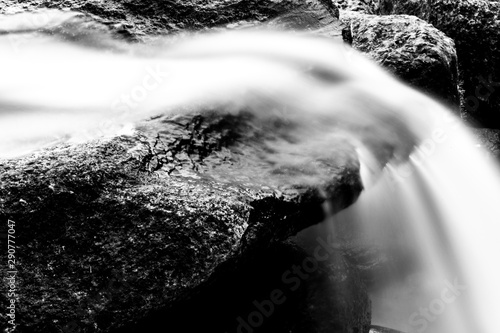 Silk. Long exposure of spring water. Mountain spring. 6 am. B&W white enhances the sensations. 30sec exposure on tripod. photo