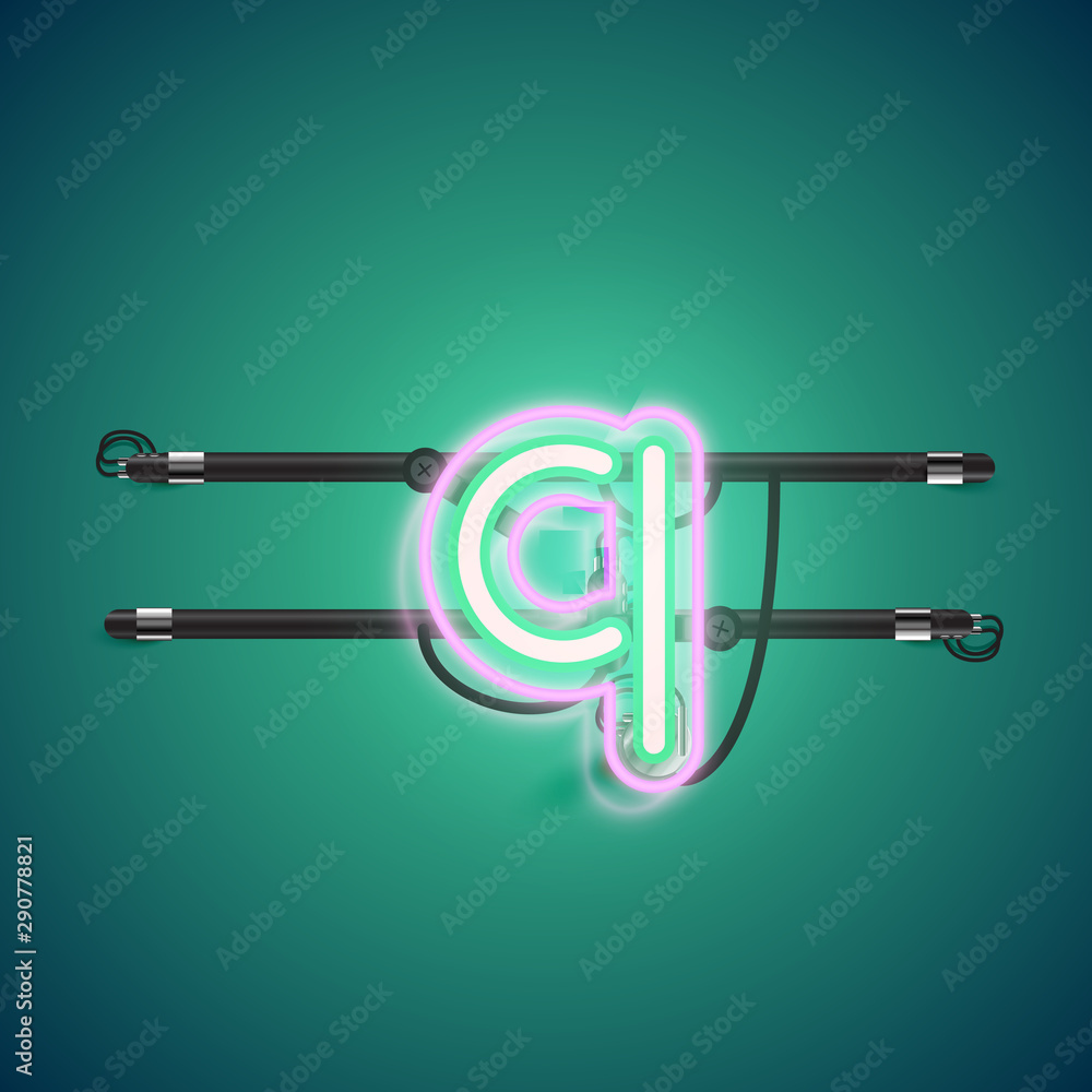Realistic glowing double neon charcter on and off from a fontset, vector illustration Realistic glowing double neon charcter on and off from a fontset, vector illustration