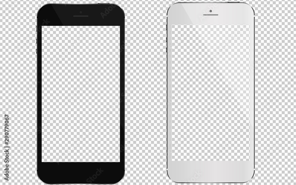 Mobile phones with transparent screen. Ideal in marketing, web design, UI and UX. Vector - obrazy, fototapety, plakaty 