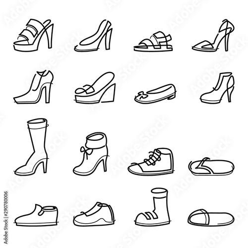 Continuous line men and women shoes set
