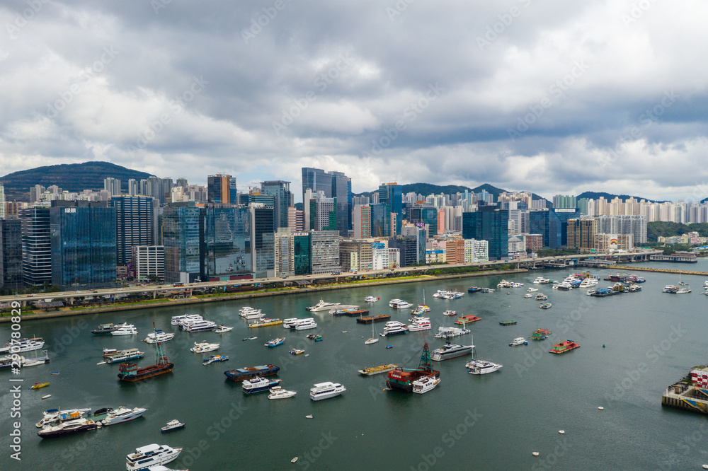 Obraz premium Top view of Hong Kong city