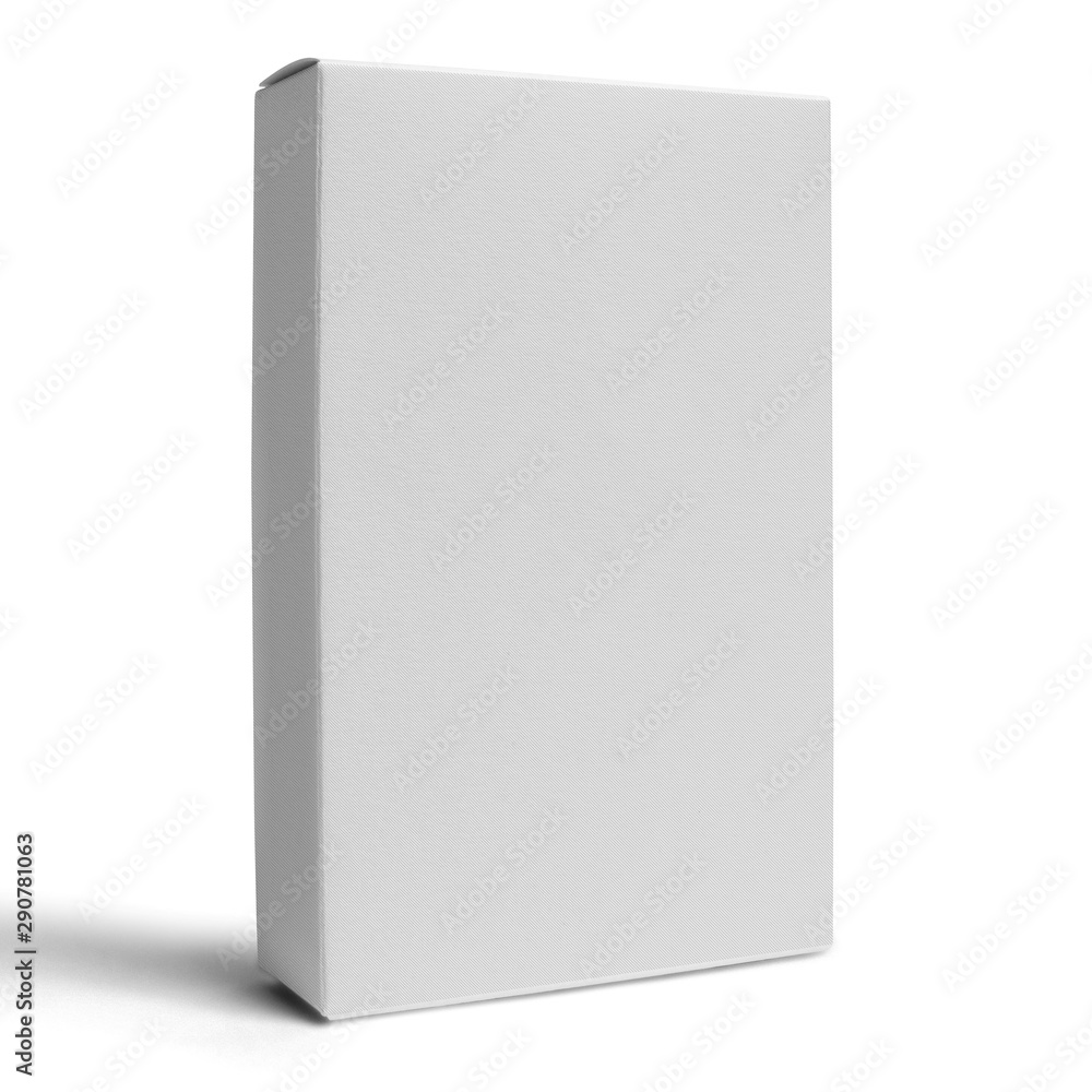 Realistic blank cardboard packaging box mock up on white background, 3d illustration Realistic blank cardboard packaging box mock up on white background, 3d illustration