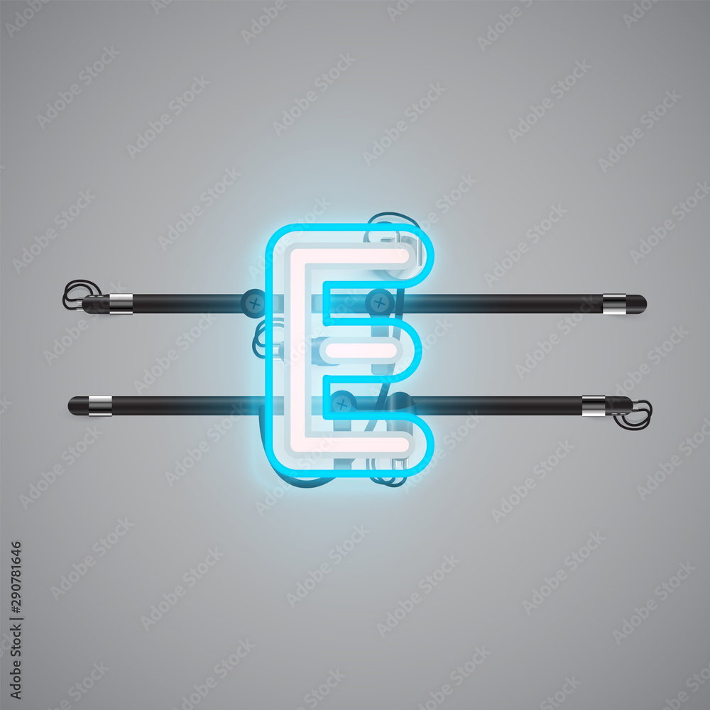 Realistic glowing double neon charcter on and off from a fontset, vector illustration Realistic glowing double neon charcter on and off from a fontset, vector illustration