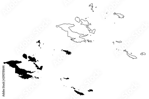 Milne Bay Province (Independent State Papua New Guinea) map vector illustration, scribble sketch D'Entrecasteaux Islands, Trobriand Islands, Woodlark, Louisiade Archipelago, Tagula, Misima map.... photo