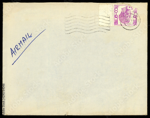 Briefmarke stamp Umschlag envelope gestempelt Luftpost Air mail retro vintage belgien Belgique 5F  photo