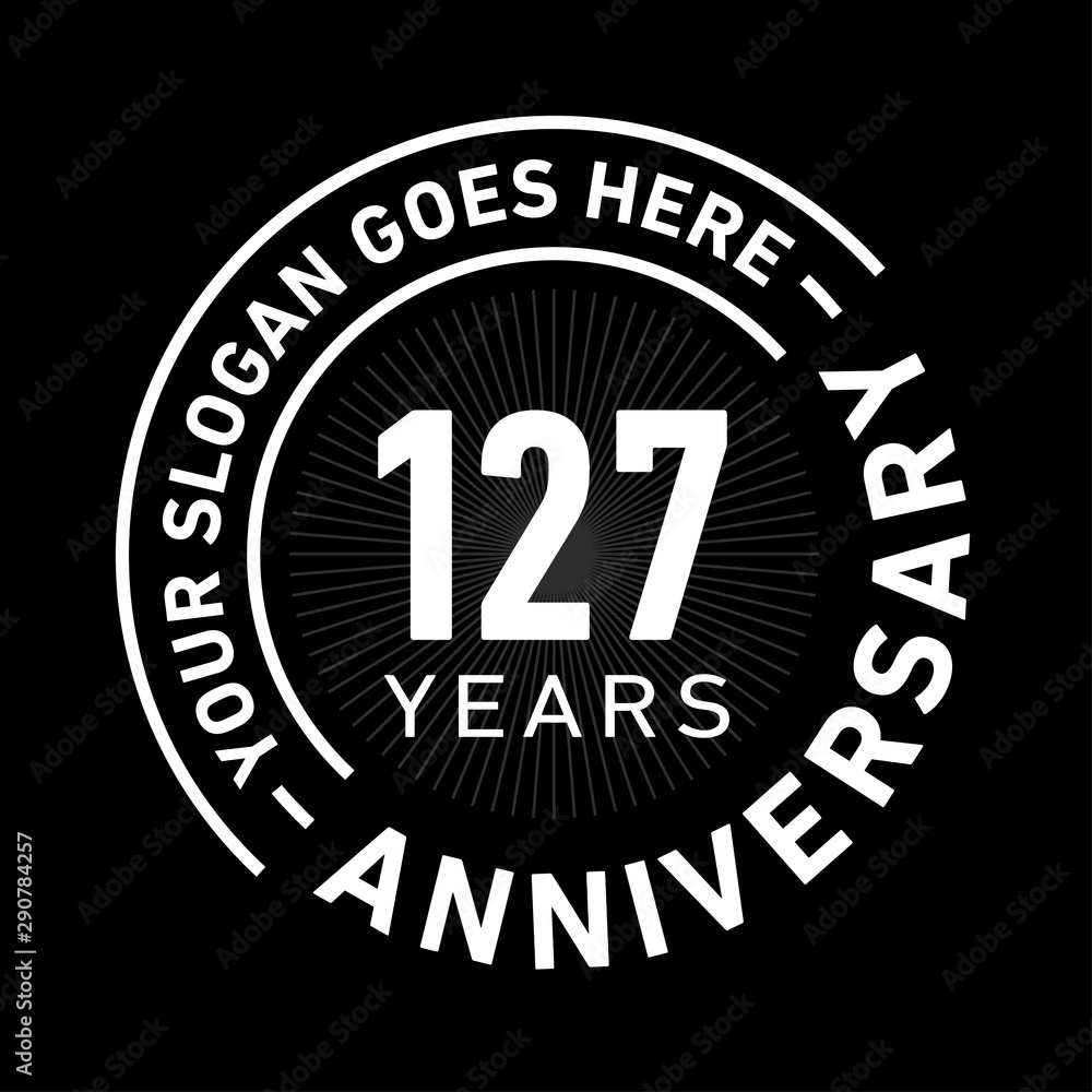 127 years anniversary logo template. One hundred and twenty-seven years celebrating logotype. Black and white vector and illustration.
