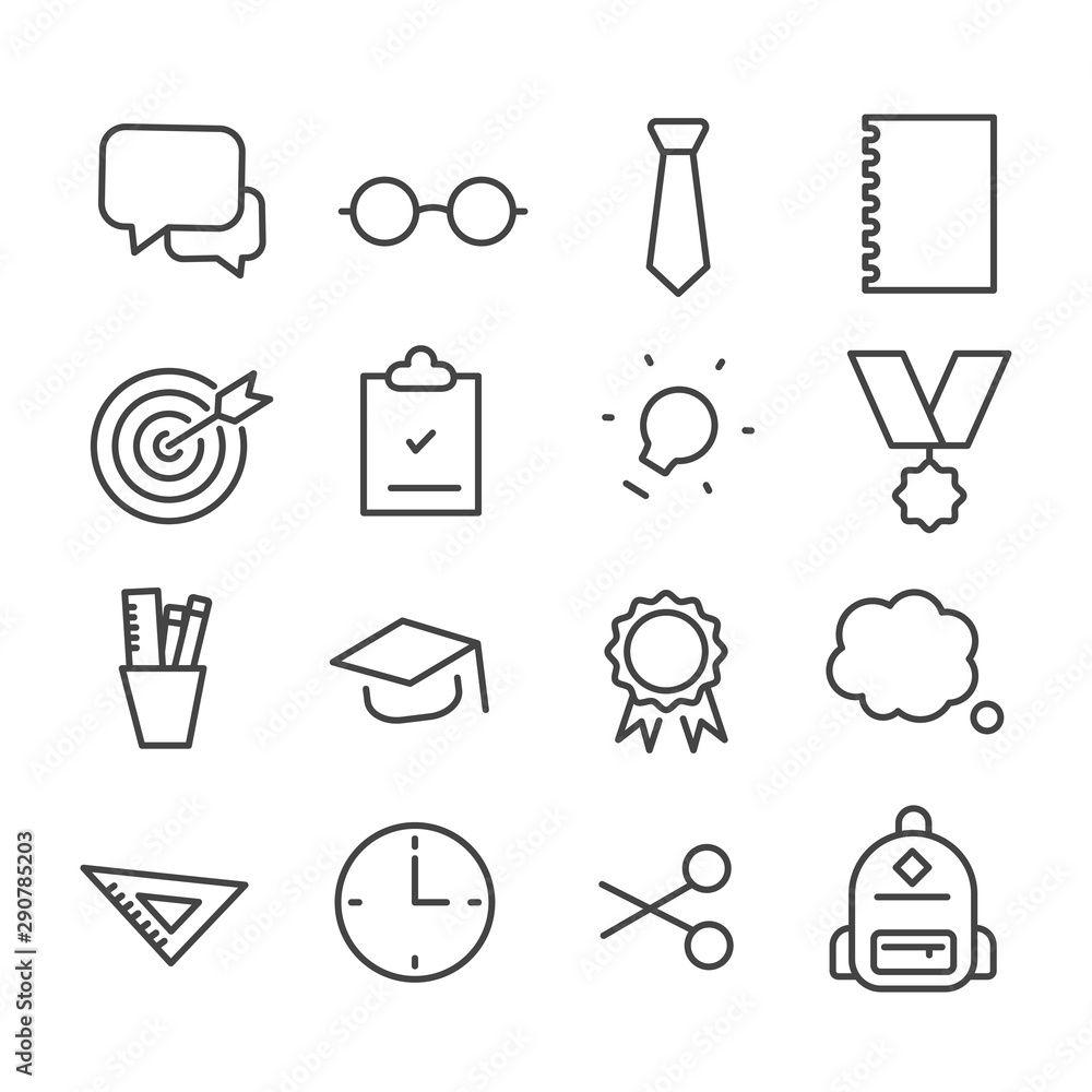 Set of education icon vector illustration isolated modern outline on white background Set of education icon vector illustration isolated modern outline on white background