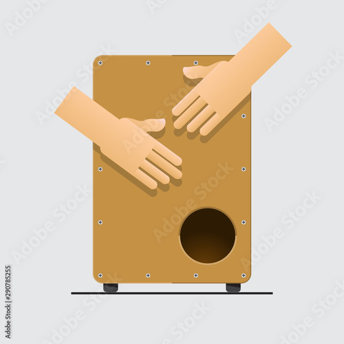 Cajon drum vector flat design.
